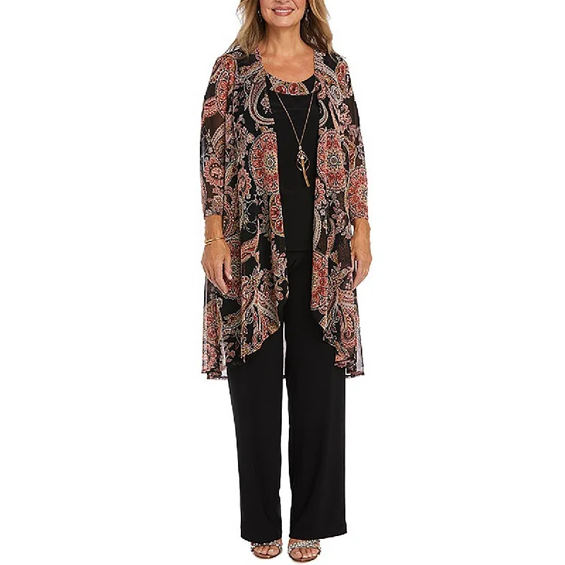 R&M Richards Womens 3PC Pants Open-Front Blazer Casual Women's Loose - fitting