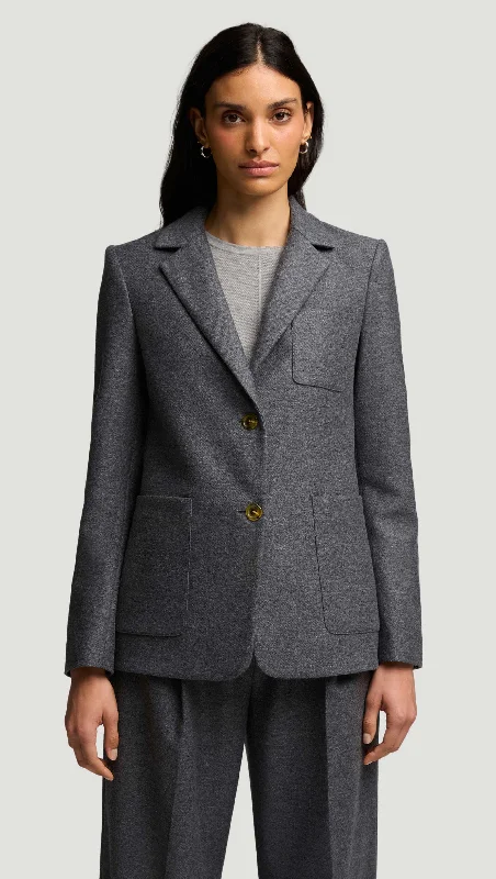 Weekend Blazer in Textured Wool | Grey Melange Earthy Women's 