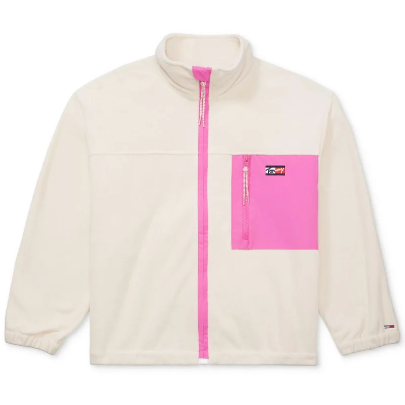 Tommy Hilfiger Womens Colorblock Oversized Fleece Jacket Athletic Women's 