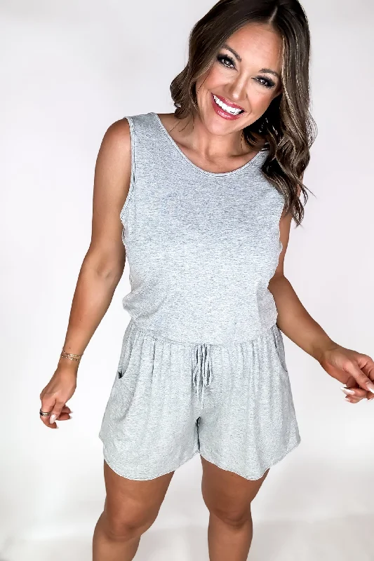 Rest And Relax Heather Grey Romper Refined Women's Classic 