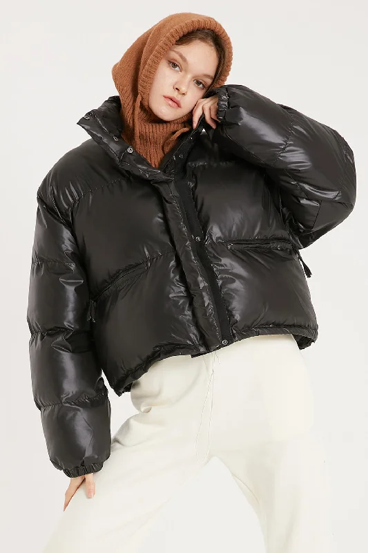 Harlow Faux Leather Puffer Jacket Stylish Women's Neon