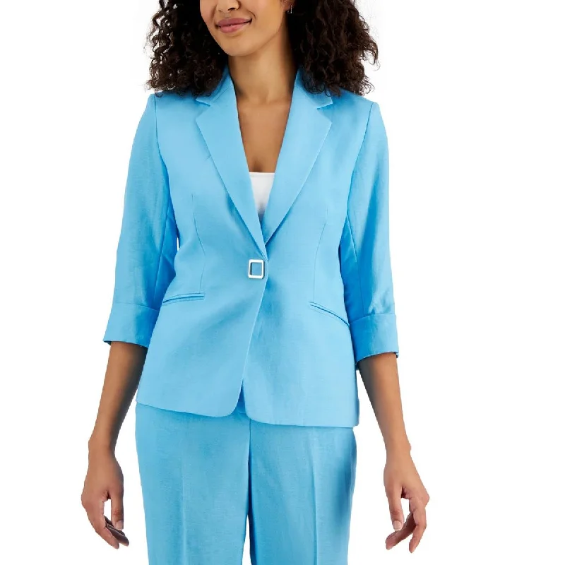 Kasper Womens Collar Long Sleeve One-Button Blazer British Gentlewoman Style