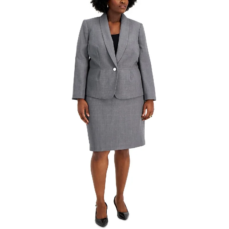 Le Suit Womens Plus Shawl Collar Office One-Button Blazer Tough Women's Military - inspired
