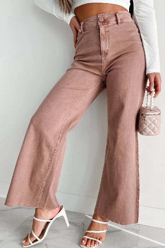 Keeping An Open Mind High Rise Wide Leg Jeans (Vintage Mauve) Classic Women's Pin - striped