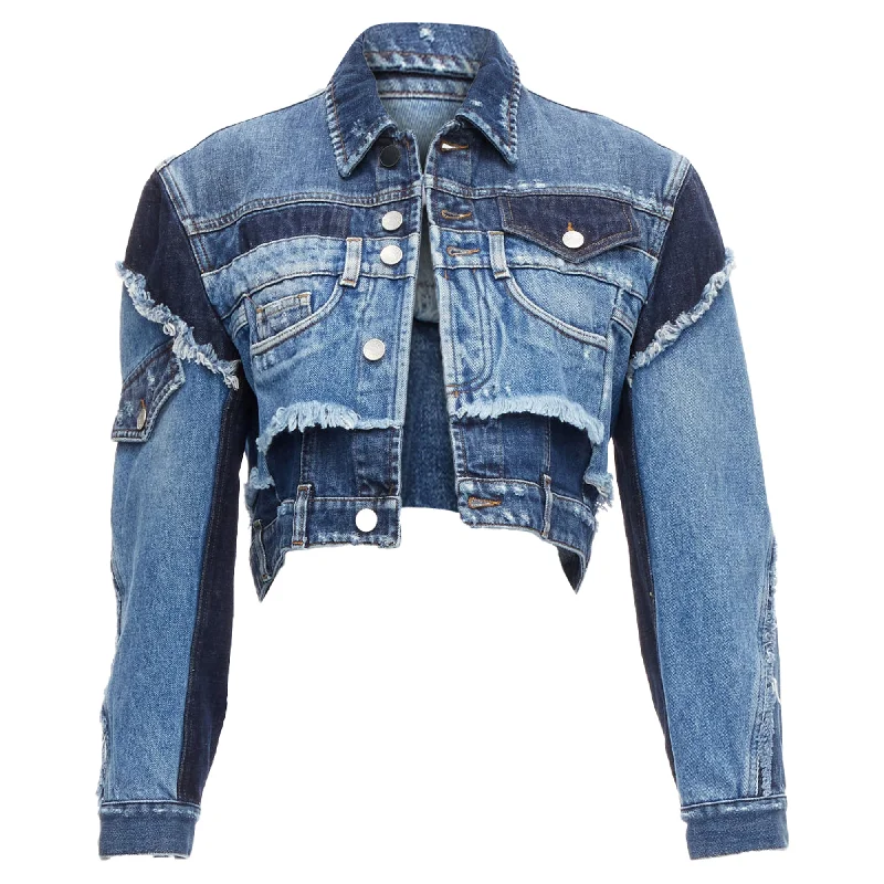 Dolce & Gabbana denim deconstructed patchwork cropped jacket Relaxed Women's Beachy