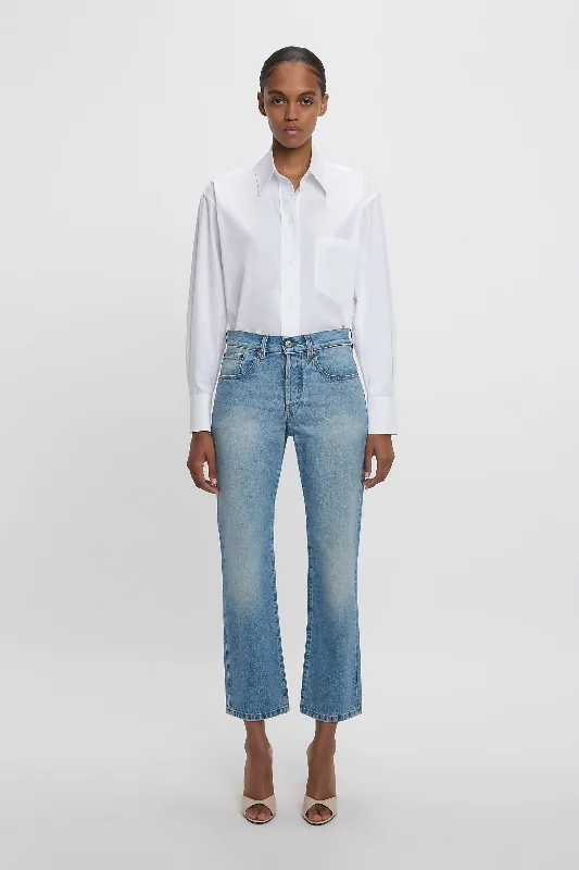 Victoria Mid-Rise Jean In Light Blue Athletic Women's High - 