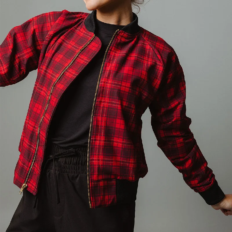 Frasier Plaid Bomber Jacket Sporty Women's Athleisure 