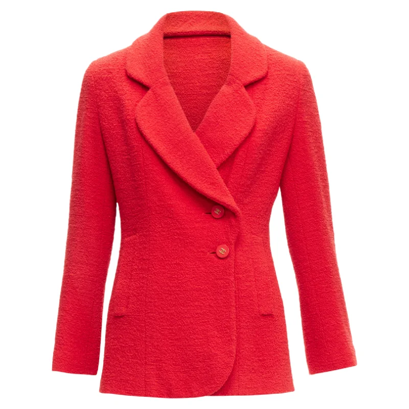 Chanel wool tweed CC button jacket Laid - back Women's Style