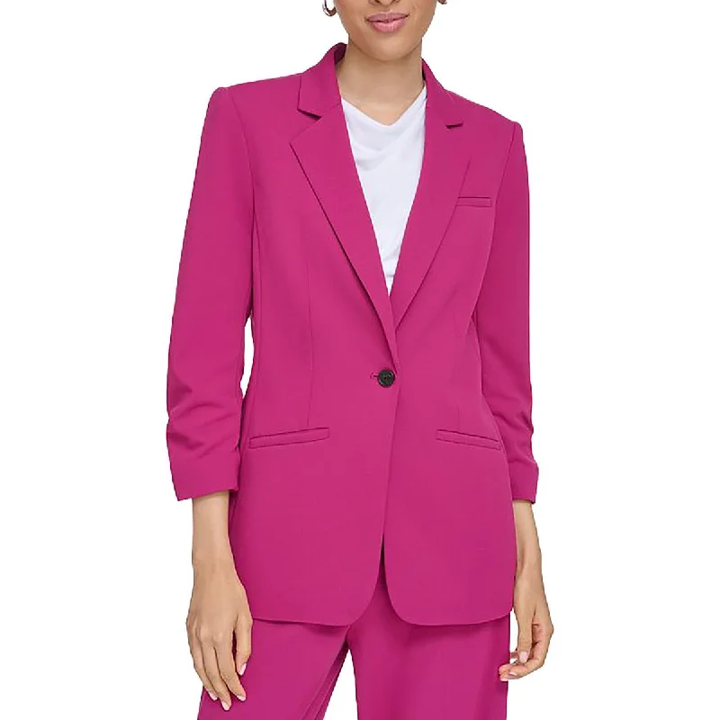 Calvin Klein Womens Solid Office One-Button Blazer Disco