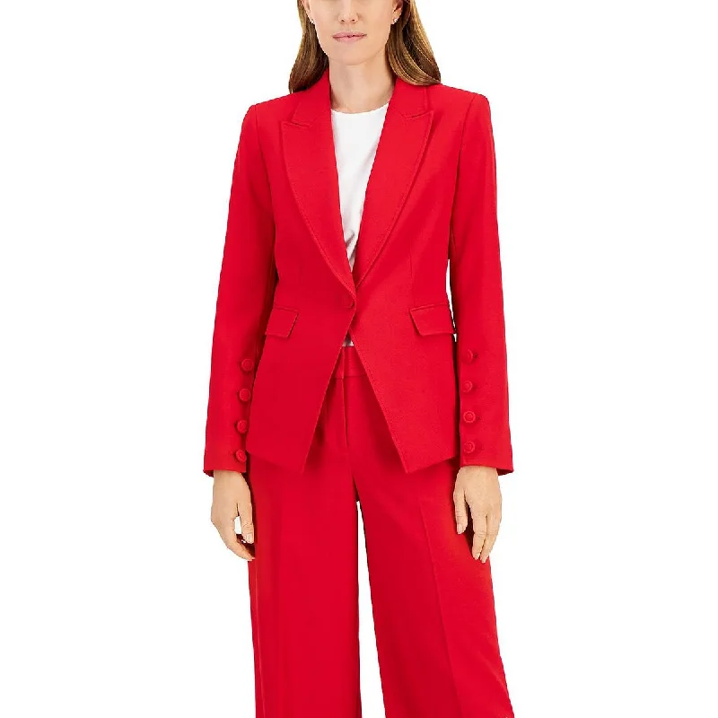Tahari ASL Womens Crepe Point Lapel One-Button Blazer Relaxed Women's Beachy