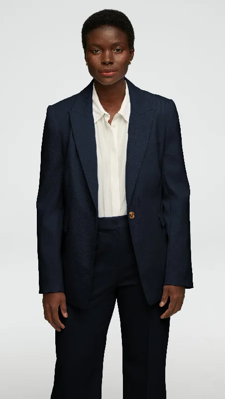 Single Button Blazer in Seasonless Wool | Midnight Earthy Women's 