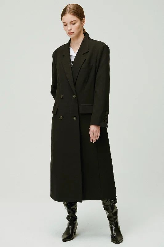 Marie Double Breasted Coat Hip Women's Retro