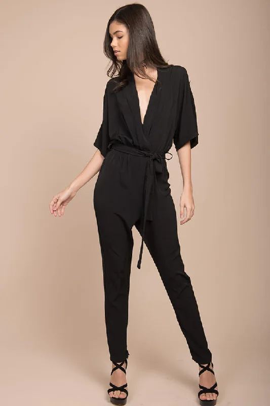 Zoe Boho Jumpsuit Black Bold Women's Animal Print