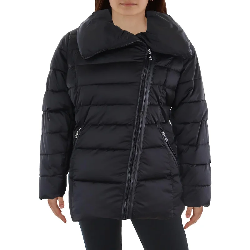 Tahari Womens Plus Insulated Asymmetric Puffer Jacket Relaxed Women's 