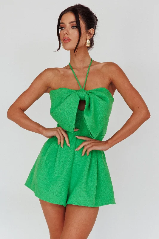 Tink Bow Bust Romper Kelly Green Cool Women's Skate