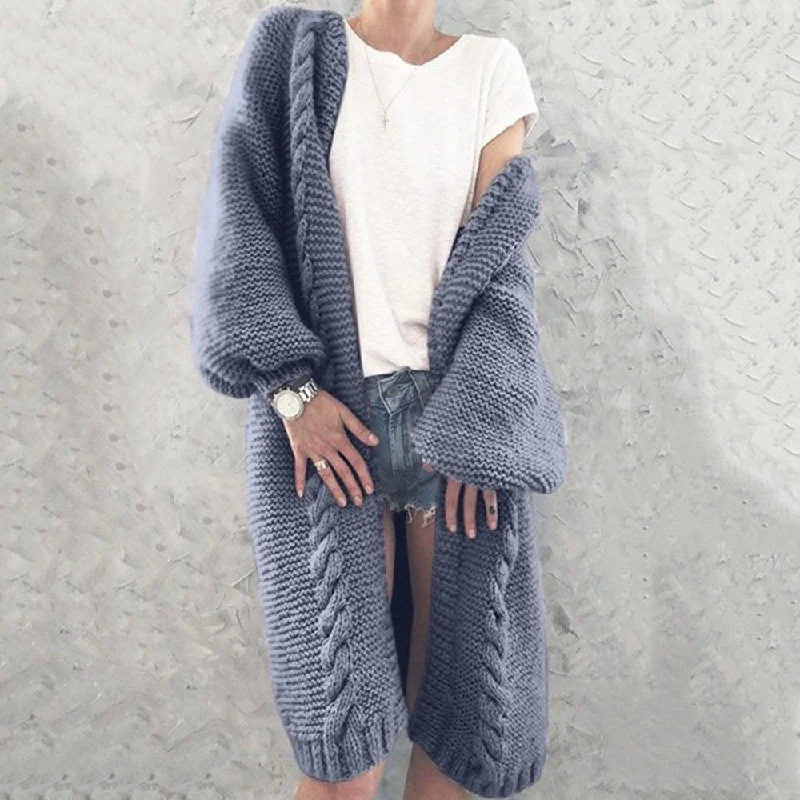 KALI CARIGAN LONG Cozy Women's Sherpa - lined