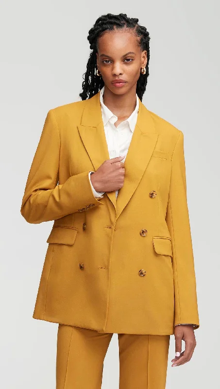 Double-Breasted Blazer in Seasonless Wool | Mustard Laid - back Women's Style