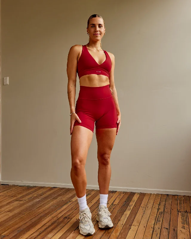 Fusion Mid Short Tight With Pockets - Cherry Red Cool Women's Skate