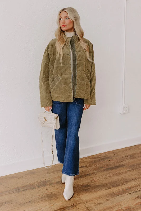 Cozy Moment Corduroy Jacket in Sage Sleek Women's Metallic