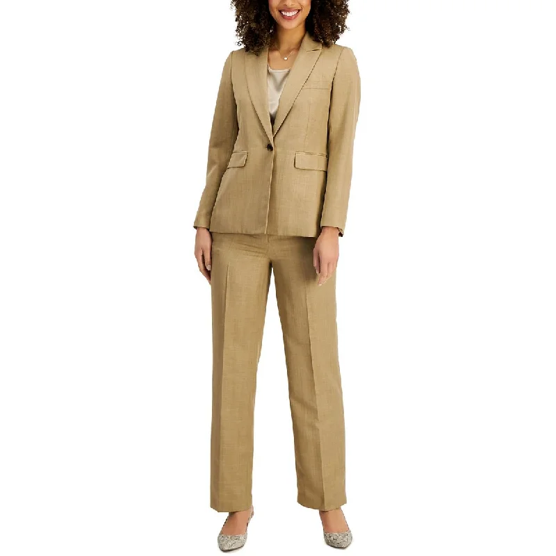 Le Suit Womens Woven Herringbone One-Button Blazer Business