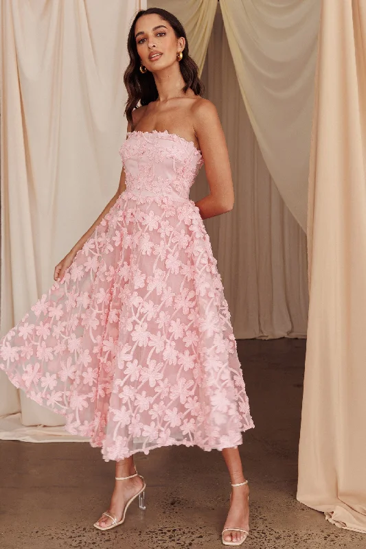 Dori Floral Embellished Midi Dress Blush Practical Women's Multi - 