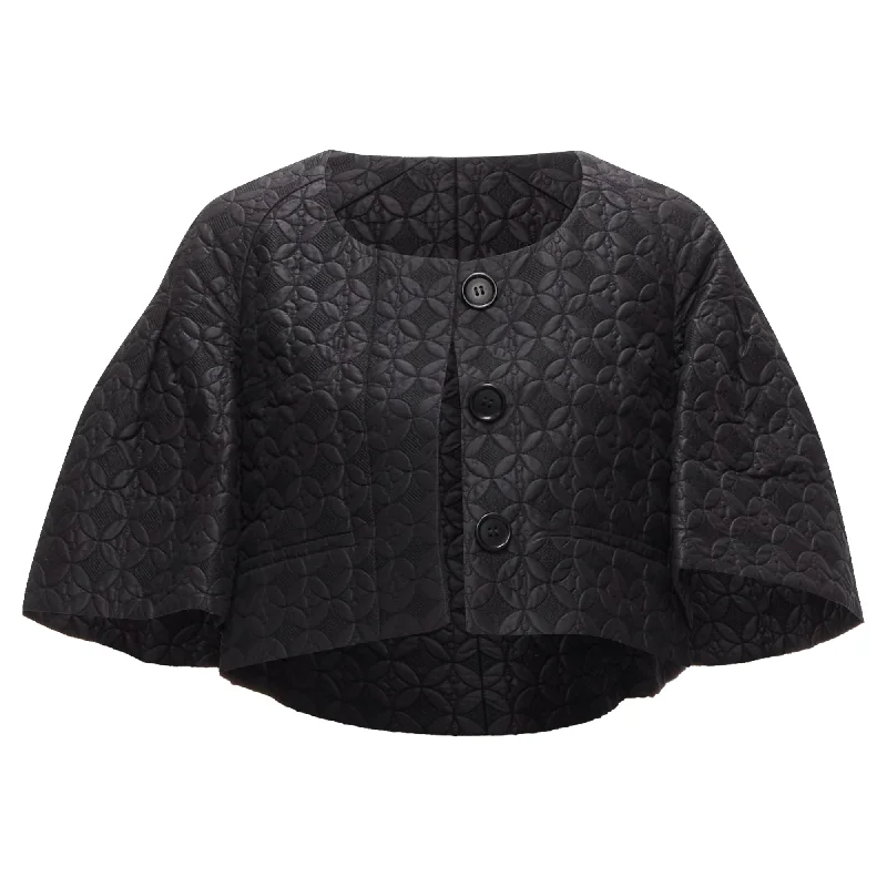 Chloe floral jacquard bell sleeve round neck cropped jacket Athletic Women's 