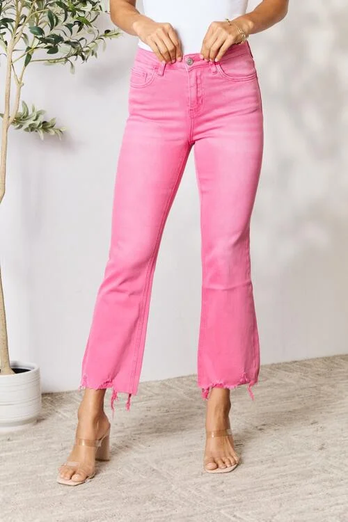 BAYEAS Frayed Hem Bootcut Jeans Cool Women's Distressed