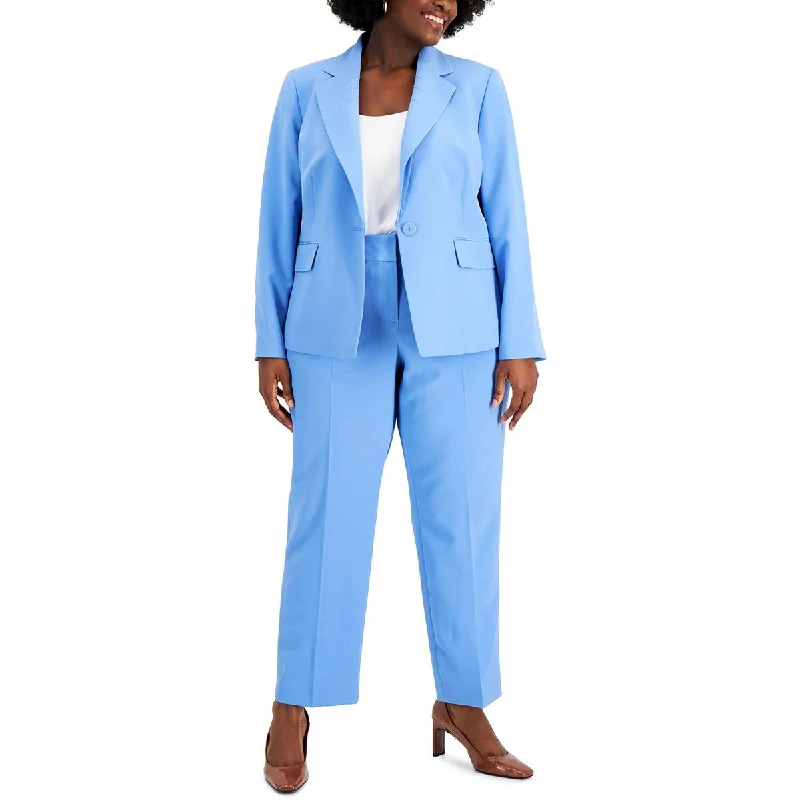 Le Suit Womens Plus Knit Pintuck One-Button Blazer Modern Women's 
