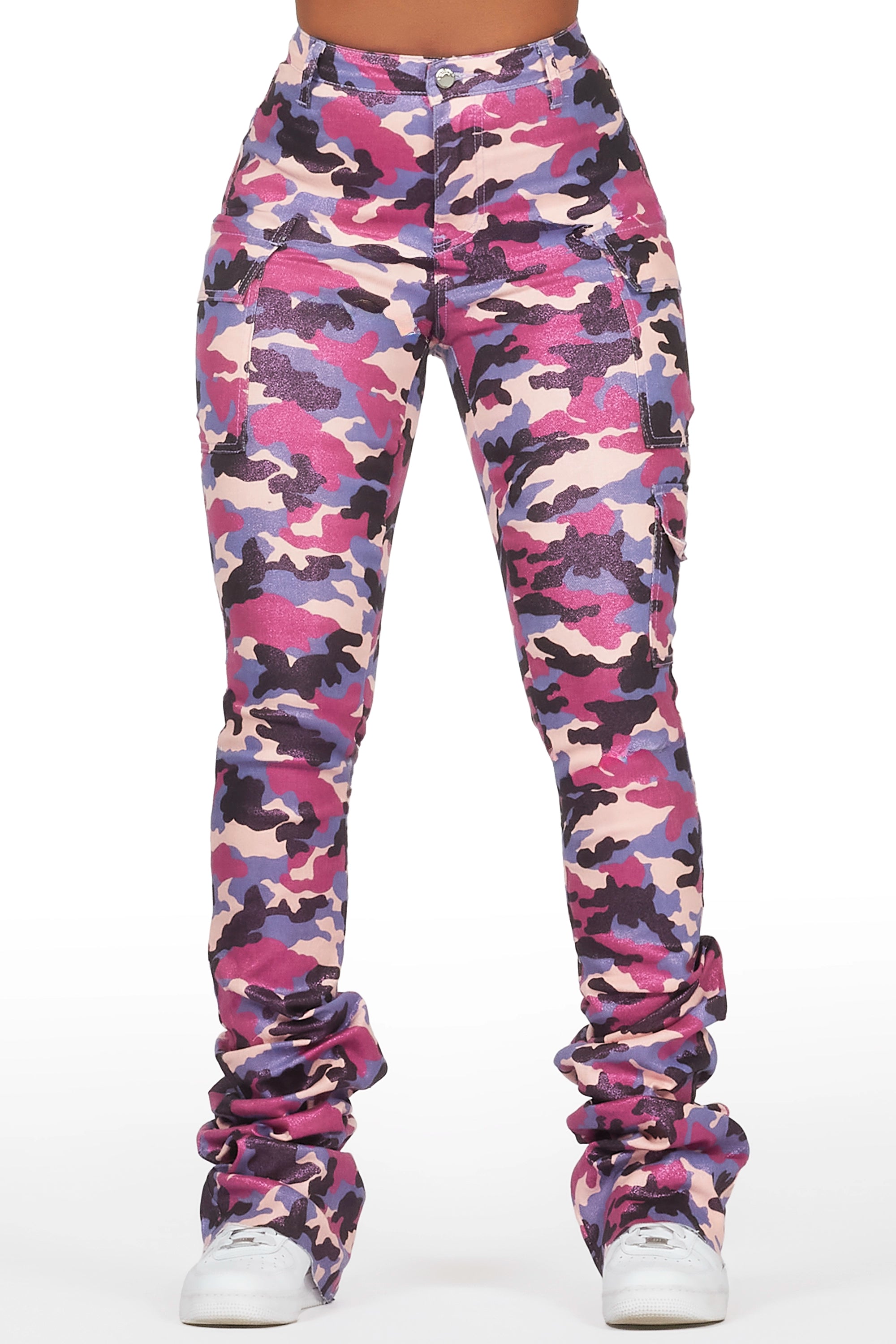Alaysha Purple Camo Cargo Super Stacked PU Pant Sporty Women's Tennis