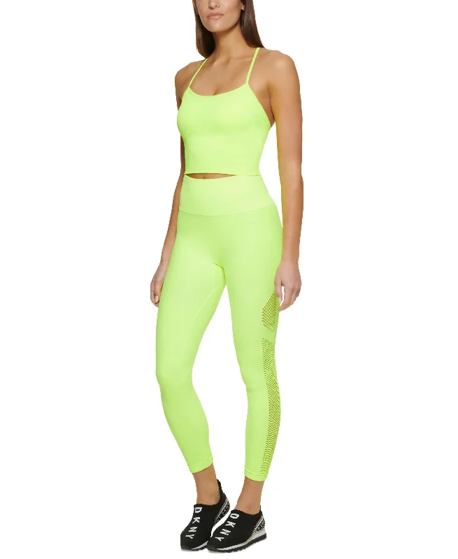 DKNY Ribbed Strappy Longline Low Impact Sports Bra Earthy Women's Hemp - based