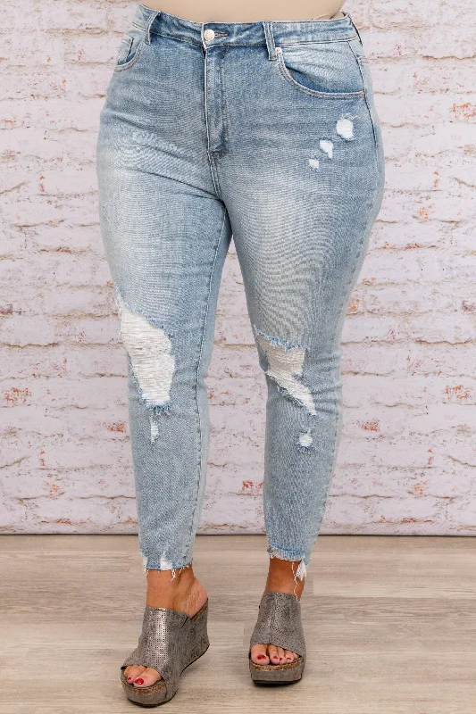 In The Know Skinny Jeans, Light Wash Edgy Women's Punk