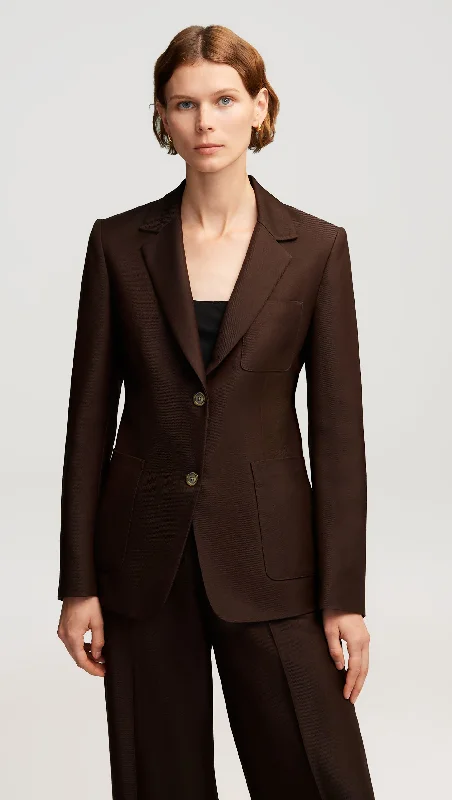 Weekend Blazer in Structured Viscose Twill | Chocolate Youthful Women's Anime - inspired