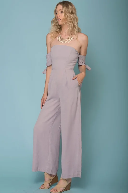 Kyndall Off The Shoulder Tube Top Jumpsuit Grey Relaxed Women's 