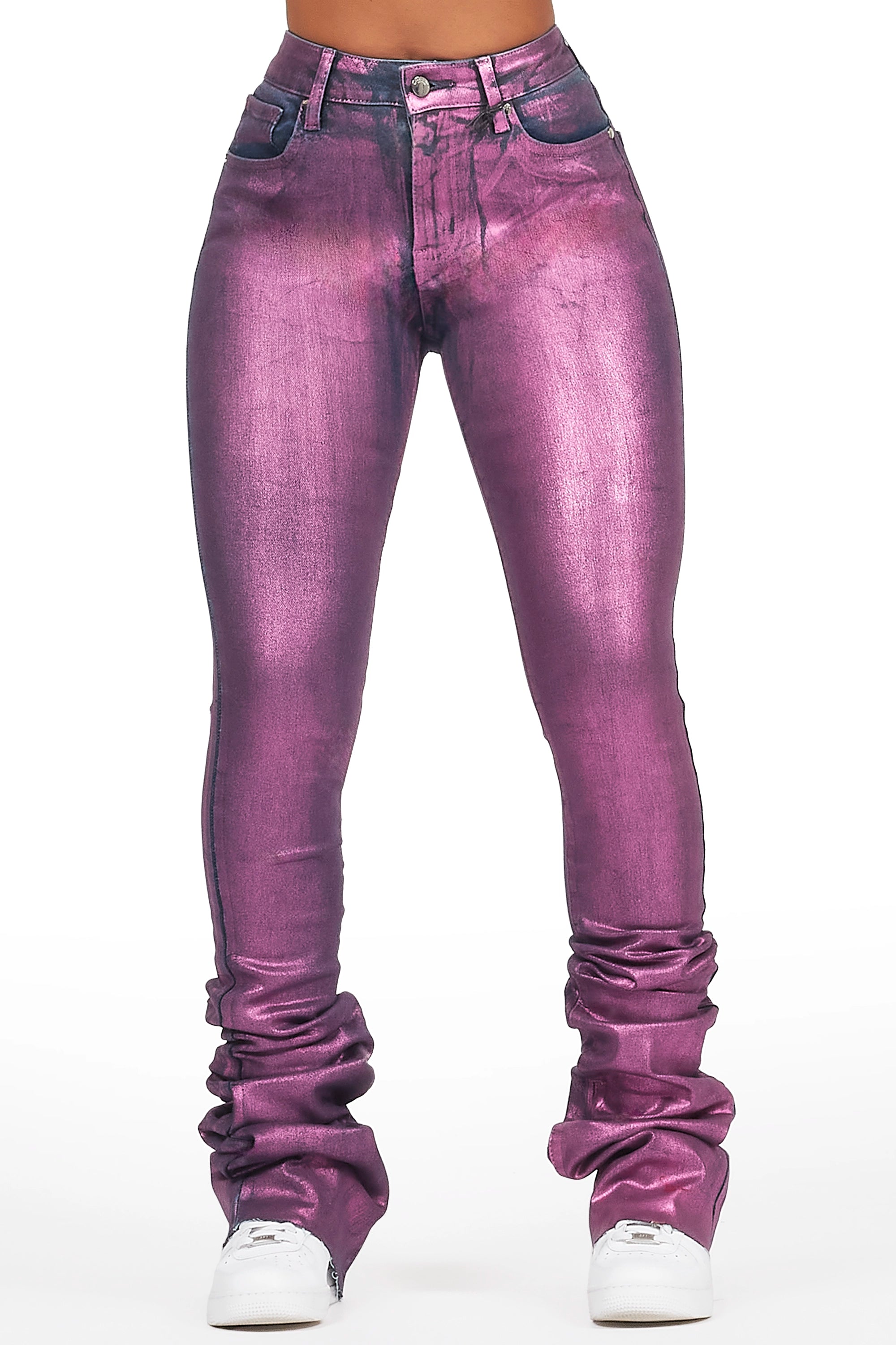 Vittoria Dark Wash/ Pink Foil Super Stacked Jean European