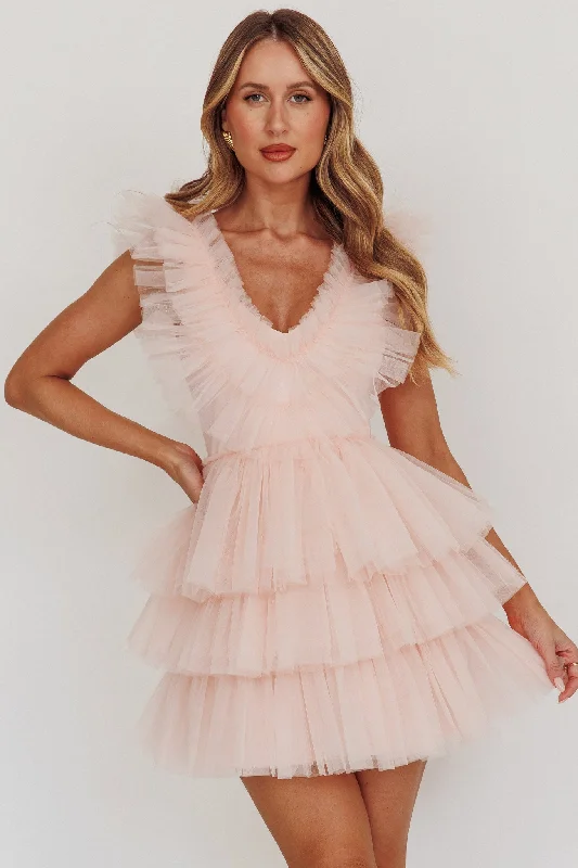 Froufrou Layered Tulle Mini Dress Blush Vacation