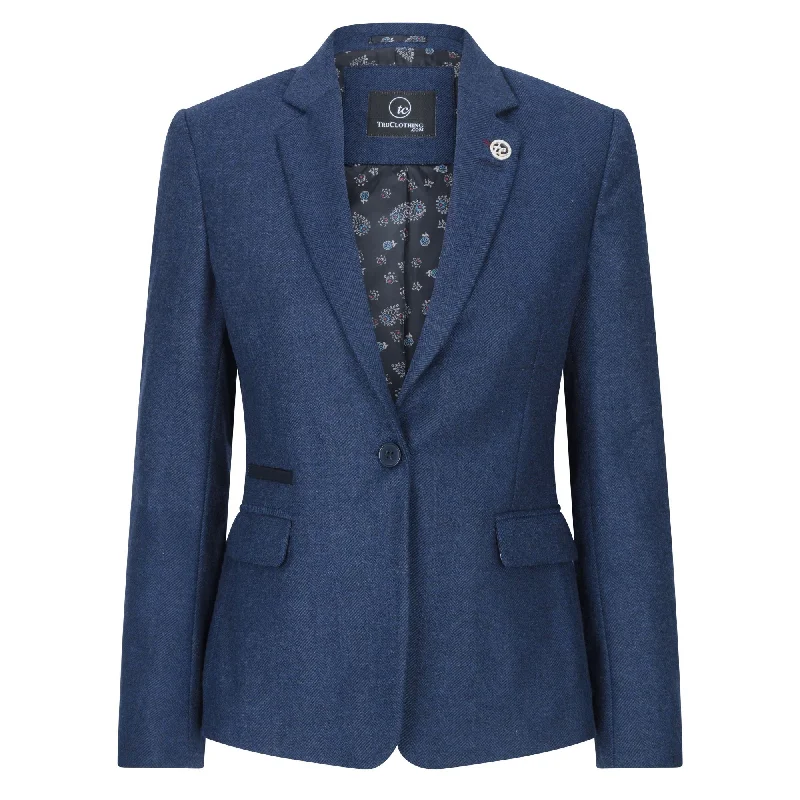 wsn02 - Women's Tweed Navy Blue Blazer Waistcoat & Trousers 1920s Suit Cozy Women's Sherpa - lined wsn02 - Women's Tweed Navy Blue Blazer Waistcoat & Trousers 1920s Suit Cozy Women's Sherpa - lined