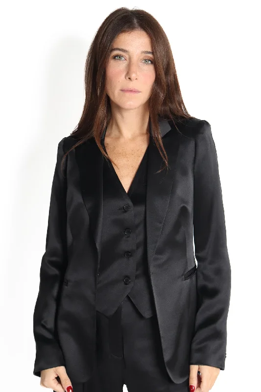 Black Riri Silk Blazer Confident Women's Power