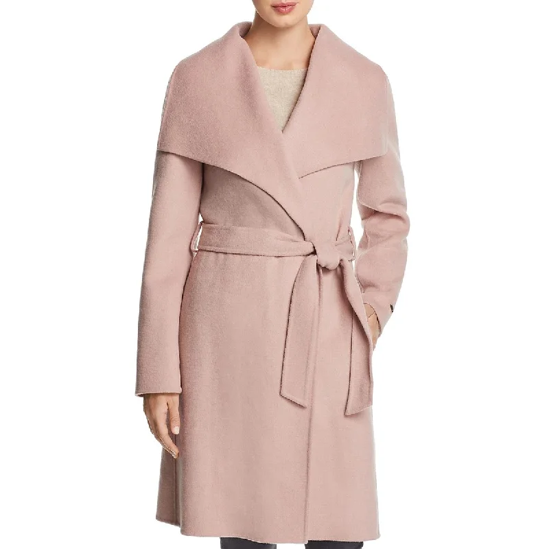 Tahari Ellie Women's Handmade Double Face Warm Wool Wrap Coat Sleek Women's Metallic