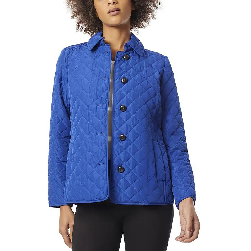 Jones New York Womens Button Long Sleeves Quilted Coat Bold Women's Statement