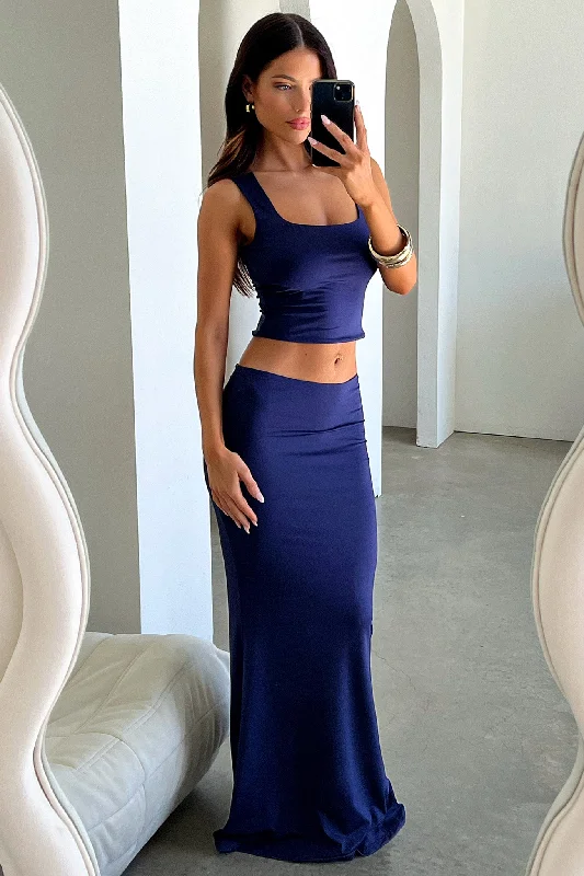Clementine Maxi Skirt - Navy Sustainable Organic