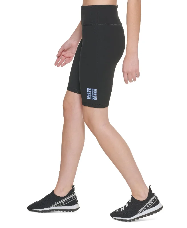 DKNY Sport Womens Mini Repeat Logo High Waist Bike Shorts Classic Women's Pin - striped