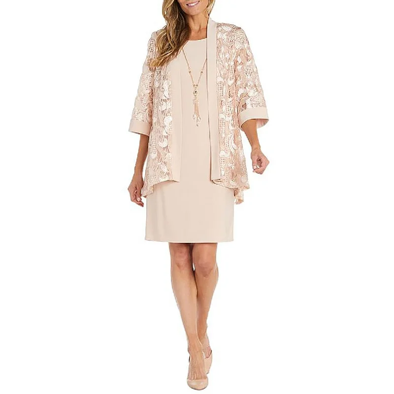 R&M Richards Womens Lace Embroidered Duster Blazer Gym