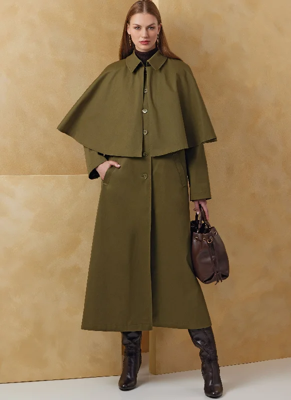 Vogue Cape Coats V2074 Dapper Women's Bow - adorned