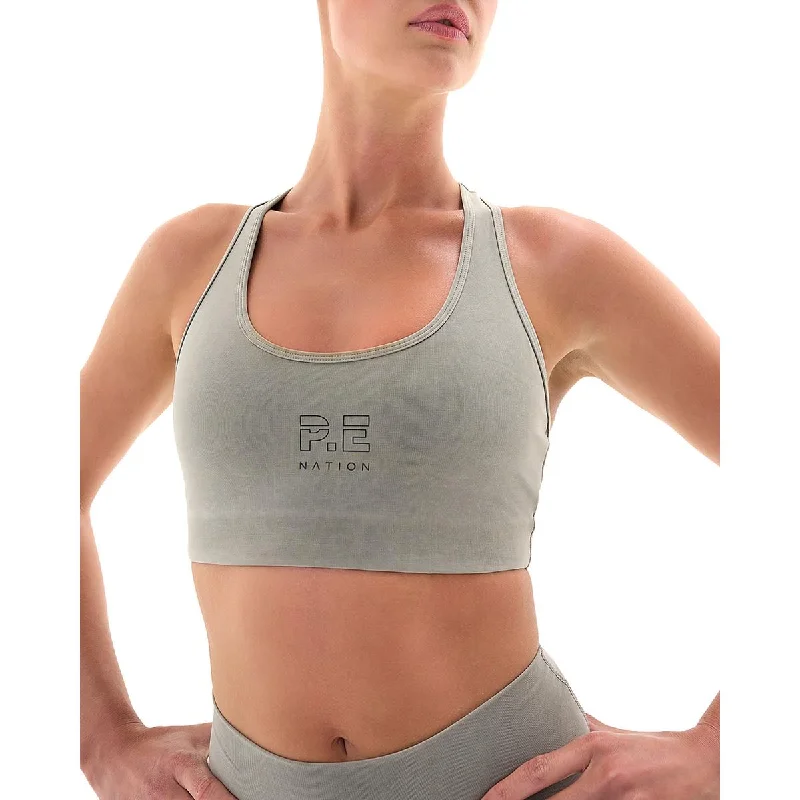 P.E Nation Womens Layup Logo Workout Sports Bra Trendy Women's Oversized