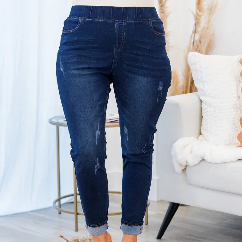 All The Answers Jeggings, Dark Wash Modern Women's Tech
