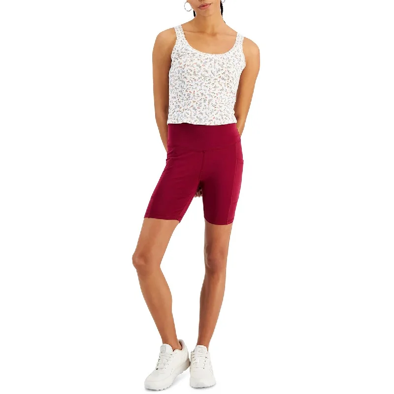 Hippie Rose Womens Juniors Cell Pocket Work Out Bike Short Geometric