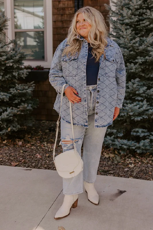 Stop Time Light Weight Denim Jacket in Light Wash Curves Confident Women's High - fashion