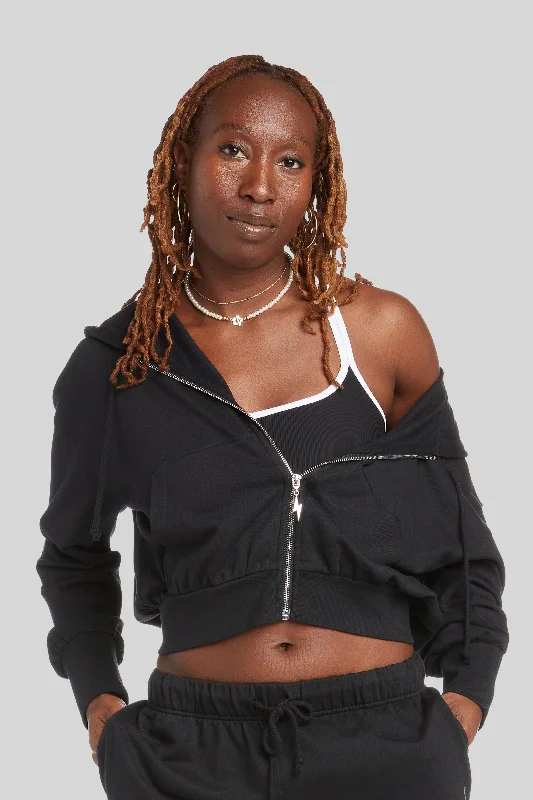 Thunder Zip Up Hoodie - Black Classic Women's Pin - striped