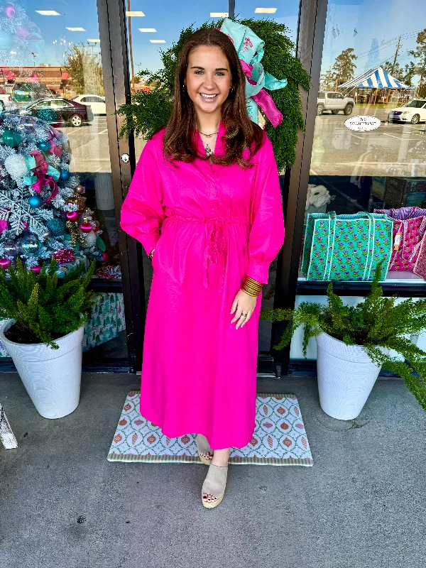 Fuschia Poplin Maxi Dress French