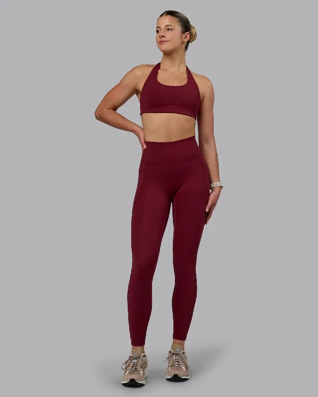 Fusion Full Length Leggings with Pockets - Cordovan Monochromatic Office Style